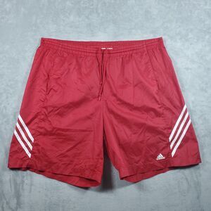 Adidas VTG Mens Soccer Shorts Nylon 2XL Red Athletic Y2K